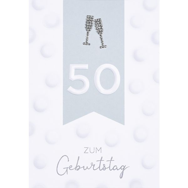 A 50. Geburtstag Sektgläser Diamond Glückwunschkarte mit Umschlag