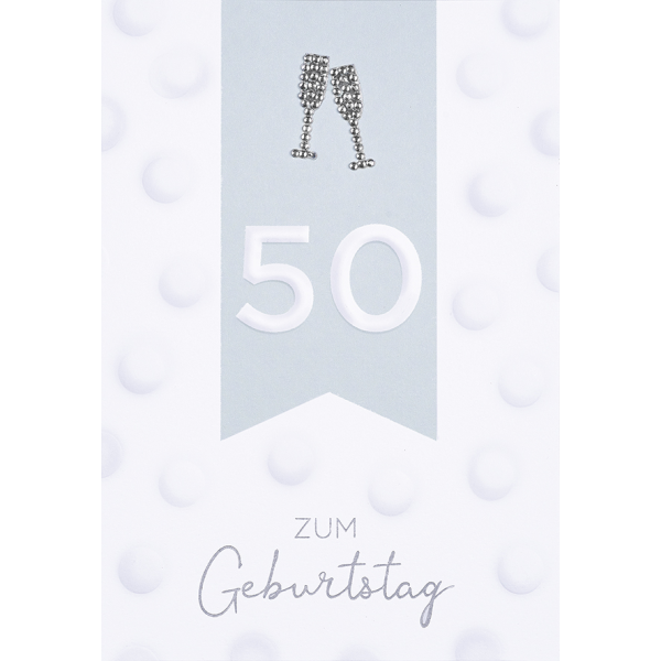 A 50. Geburtstag Sektgläser Diamond Glückwunschkarte mit Umschlag