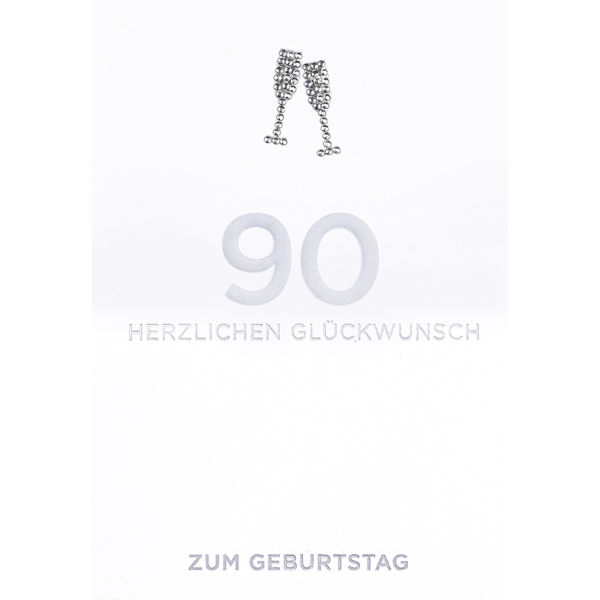 90. Geburtstag Sektgläser Diamond Glückwunschkarte mit Umschlag
