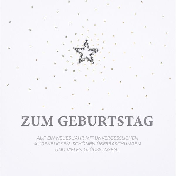 Geburtstag quadratische Glückwunschkarte mit Umschlag Diamond Zum Geburtstag Stern silber