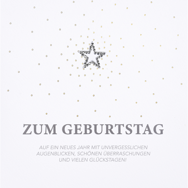 Geburtstag quadratische Glückwunschkarte mit Umschlag Diamond Zum Geburtstag Stern silber