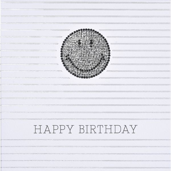 Geburtstag quadratische Glückwunschkarte mit Umschlag Little Things Diamond Happy Birthday Smiley gestreift