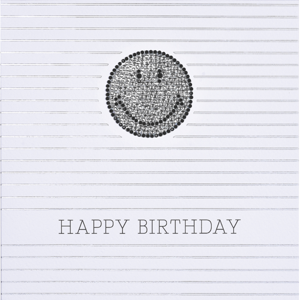Geburtstag quadratische Glückwunschkarte mit Umschlag Little Things Diamond Happy Birthday Smiley gestreift