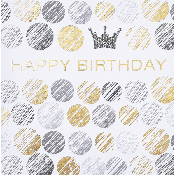 Geburtstag quadratische Glückwunschkarte mit Umschlag Little Things Diamond Happy Birthday Krone Kreise