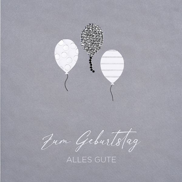 Geburtstag quadratische Glückwunschkarte mit Umschlag Diamond Zum Geburtstag alles Gute Luftballons silber
