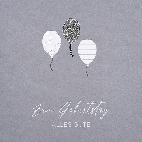 Geburtstag quadratische Glückwunschkarte mit Umschlag Diamond Zum Geburtstag alles Gute Luftballons silber
