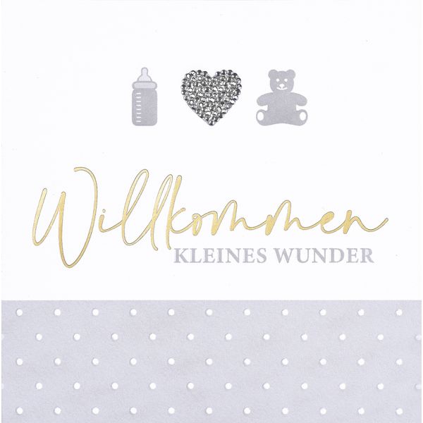 A BABY - Willkommen - Serie Diamond - Glückwunschkarte im Format 15 x15cm mit Briefumschlag
