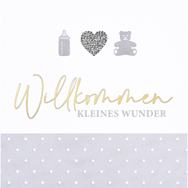 A BABY - Willkommen - Serie Diamond - Glückwunschkarte im Format 15 x15cm mit Briefumschlag