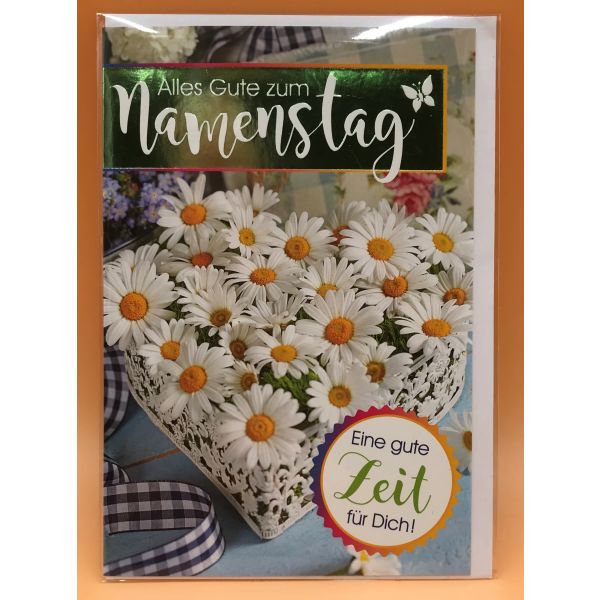 Namenstag Grußkarte mit Umschlag Gänseblumen Eine gute Zeit für Dich