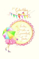 Geburtstag Skorpions Art - Karte mit Umschlag - Frau mit Regenschirm und Spruch
