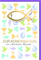 Konfirmation - Karte mit Umschlag - christliches Fischmotiv