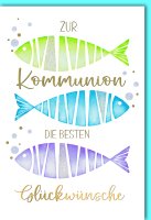Kommunion - Karte mit Umschlag - Bunte Fische