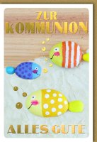 Kommunion - Karte mit Umschlag - lustige Fische