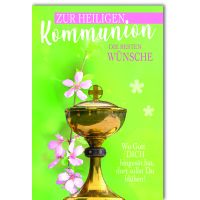 Kommunion Karte mit Umschlag Kelch mit Blüten