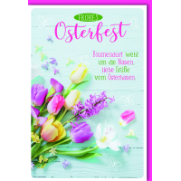 Ostern Karte mit Umschlag bunte Blumen mit Text