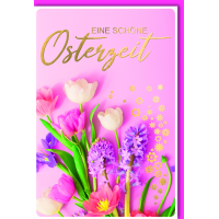 A Ostern Karte mit Umschlag Blumen auf rosa Grund...