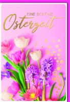 Ostern - Karte mit Umschlag - Blumen auf rosa Grund