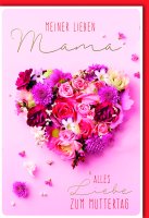 Muttertag - Karte mit Umschlag - Blumen Herz