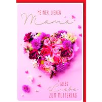 Muttertag Karte mit Umschlag Blumen Herz