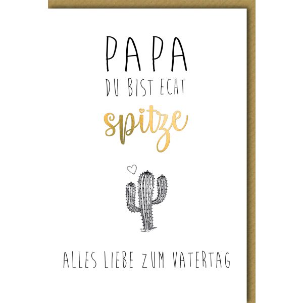 Vatertag Karte mit Umschlag Kaktus Papa Du bist echt Spitze