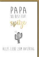 Vatertag  Karte mit Umschlag - Kaktus - Papa Du bist echt...