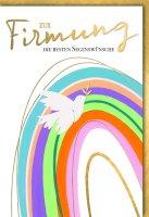 Firmung - Karte mit Umschlag - Regenbogen mit Taube