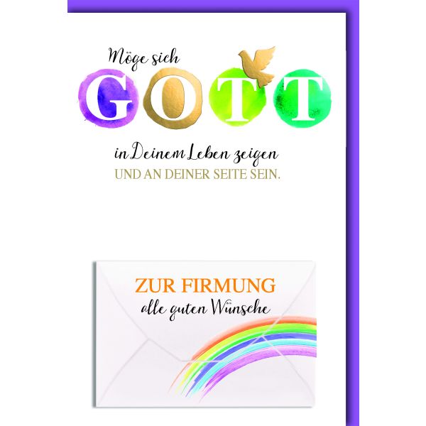 A Firmung Geldkarte Karte mit Umschlag Regenbogen