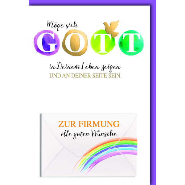 A Firmung Geldkarte Karte mit Umschlag Regenbogen