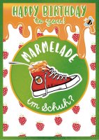 Geburtstag - Flashlight - Soundkarte und Lichtkarte im Format 14,8 x 21,0 cm - "Happy Birthday to you! Marmelade im Schuh? -" - Lied "Marmelade im Schuh"