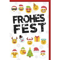 Weihnachtskarte mit Umschlag Frohes Fest mit Smileys