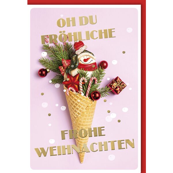 Weihnachten Stella Weihnachtskarte mit Umschlag Schneemann in Waffel