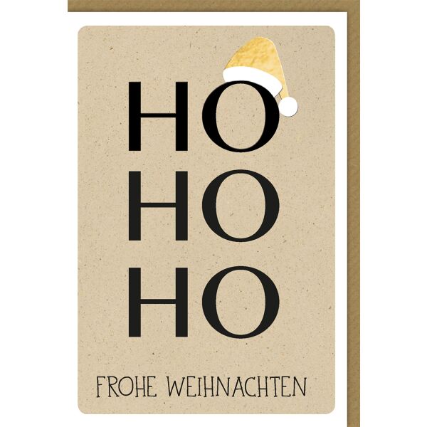 Weihnachtskarte mit Umschlag Ho Ho Ho Mütze