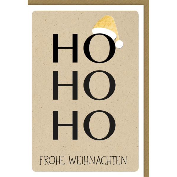 Weihnachtskarte mit Umschlag Ho Ho Ho Mütze