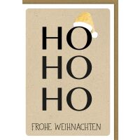 Weihnachtskarte mit Umschlag Ho Ho Ho Mütze