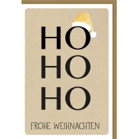 Weihnachtskarte mit Umschlag Ho Ho Ho Mütze
