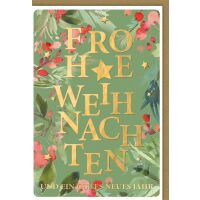 Weihnachtskarte mit Umschlag Frohe Weihnachten goldene...