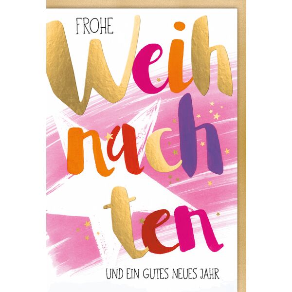 Weihnachtskarte mit Umschlag Frohe Weihnachten große Buchstaben