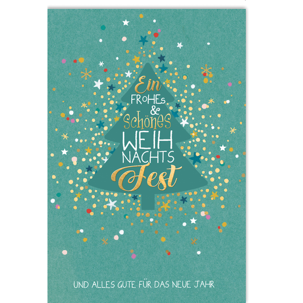 Weihnachtskarte mit Umschlag ein frohes Weihnachtsfest Glitzer und Sterne
