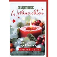 Weihnachtskarte mit Umschlag Frohe Weihnachten rote Kerze...