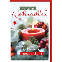Weihnachtskarte mit Umschlag Frohe Weihnachten rote Kerze...