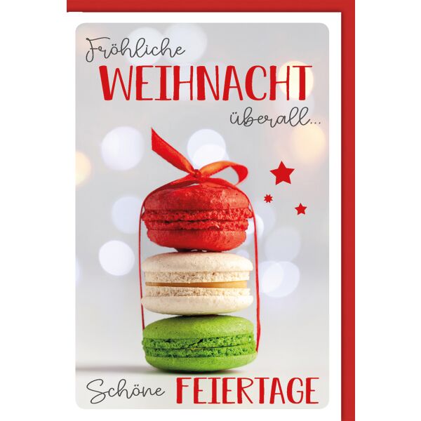 Weihnachten Stella Weihnachtskarte mit Umschlag Fröhliche Weihnacht mit bunten Macarons