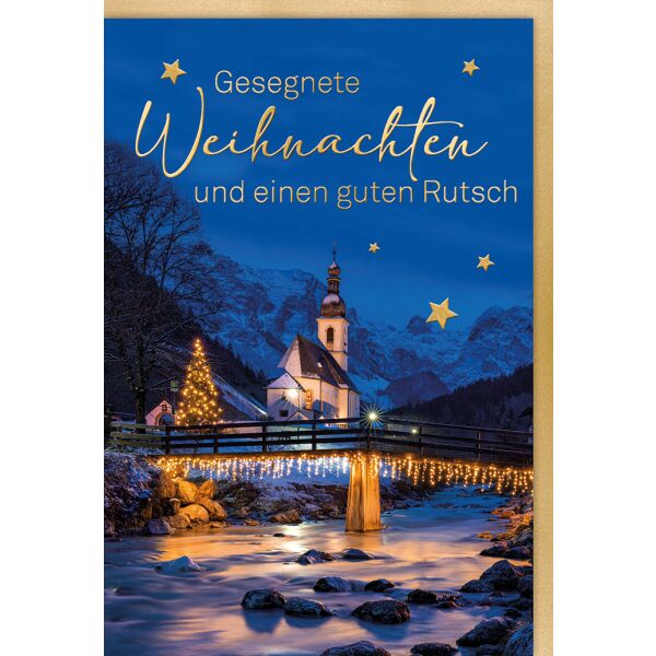 Weihnachten Gesegnete Weihnachten Brücke und Kirche Weihnachtskarte mit Umschlag guten Rutsch