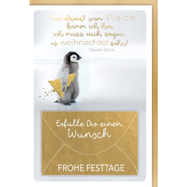 Weihnachtskarte mit Umschlag von drauß vom Walde mit Geldtasche
