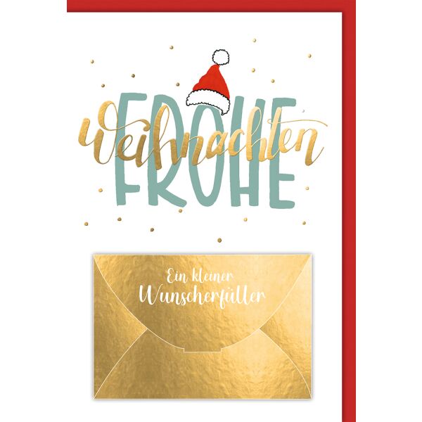 Weihnachten Geldgeschenkkarte Frohe Weihnachten Nikolausmütze Geldtasche Wunscherfüller Weihnachtskarte mit Umschlag