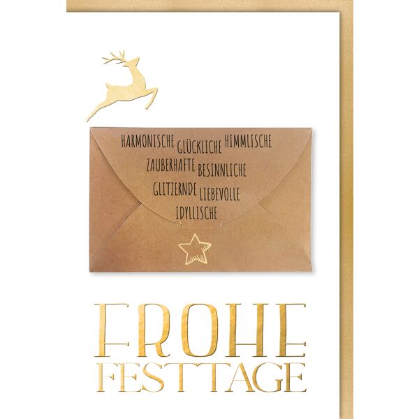 Weihnachtskarte mit Umschlag Frohe Festtage mit großer Geldtasche