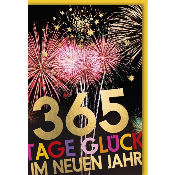 Neujahr 365 Tage Glück guten Rutsch Glückwunschkarte mit Umschlag