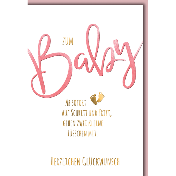 Geburt Baby Freudiges Ereignis Karte mit Umschlag Zum Baby mit Spruch, rosa