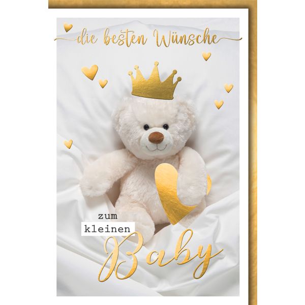 Geburt Baby Freudiges Ereignis Karte mit Umschlag Bär mit Krone