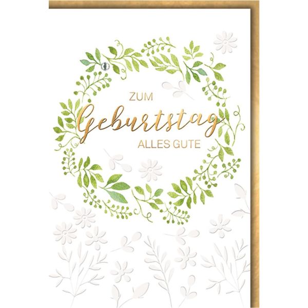 Geburtstag Glückwunschkarte mit Umschlag Alles Gute Zweigkranz