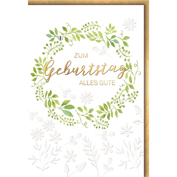 Geburtstag Glückwunschkarte mit Umschlag Alles Gute Zweigkranz